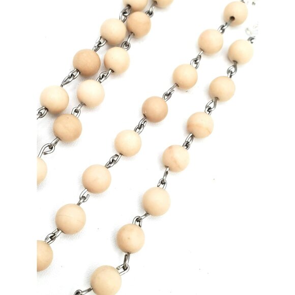 Handmade Natural Fossil Stone Bead Santa Muerte Rosary Holy Death Amulet Devotee - Picture 7 of 12